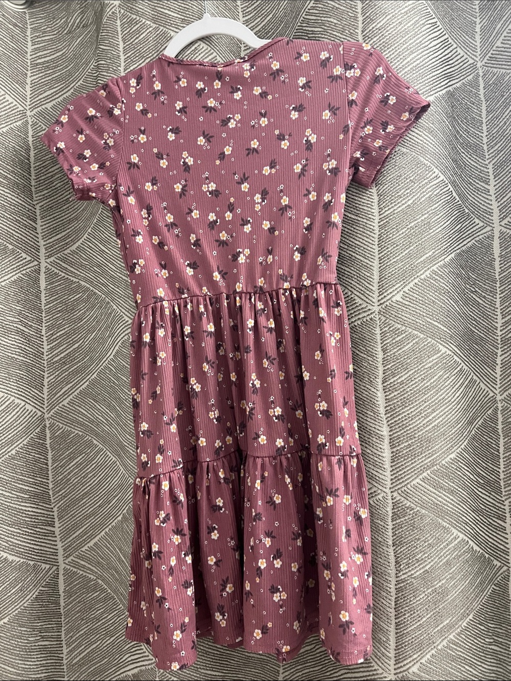 shosho Mauve Floral Short-Sleeve Tiered Dress - Picture 3 of 4